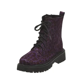 Дамски зимни топли обувки, непромокаеми нескользящие памучни ботильоны на платформата, Botas Mujer, леопардовые топли обувки, Големи размери 42 43
