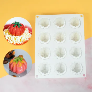 Хелоуин 12 дори Мини Тиква муссовый торта силиконова форма на DIY цветна пъпка jelly пудинг mol
