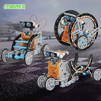 Комплекти за играчки-роботи на слънчева енергия, високо-технологична и научна играчка 12 В 1, Разработване на обучителни роботи-програмисти на слънчевата енергия, Играчки за момчета