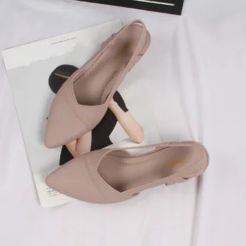 Лятна мода ежедневни дамски обувки с остри пръсти, стръмни универсални удобни износоустойчиви обикновен дамски сандали на равна подметка