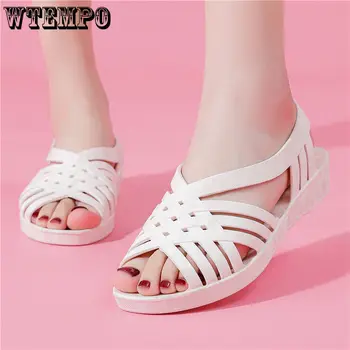 WTEMPO, дамски сандали на равна подметка, модерни и удобни улични плажни стръмни чехли, Обувки подметка, на Едро, Директен доставка