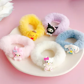 2 елемента Kawaii Sanrio Cinnamoroll Hello Kitty Плюшени Дъвка За Коса Аниме Титуляр За cauda equina Ластикът За Коса на Момичето Линия За Коса-Аксесоари