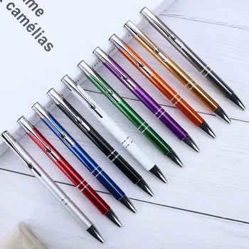 80 бр. на 10-цветен метална писалка 2-в-1, Универсална химикалка химикалка, гравиране на текст, лого дизайн по поръчка, Офис Училищна Рекламна химикалка на Едро