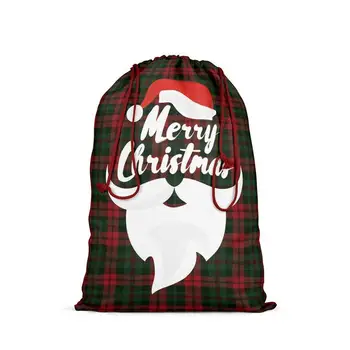 Коледни холщовые чанти 19 *25 инча, Коледна чанта-тоут в ретро стил с шнурком и дръжка, класическа чанта за подаръци за рожден ден