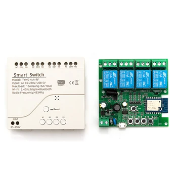 Sasha Smart Remote Control Безжичен Модул Ключ Wi-Fi 1/2/4CH DC 7-32 НА 220 В Релеен Приемник за Led Лампи Фен САМ