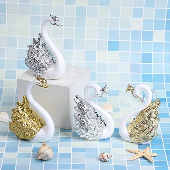 1 Чифт Ins Красив лебед, topper за сватбената торта на рожден ден, topper за торта с фламинго За украса на торта за рожден ден, сватба парти
