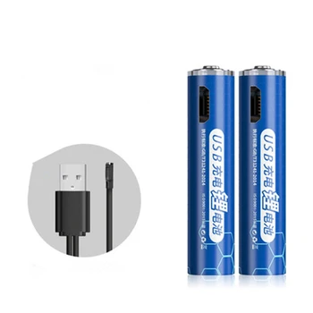 2 бр./лот, нова акумулаторна батерия AAA 1,5 НА 1000 МВтч, USB-литиева акумулаторна батерия + кабел Micro USB за бързо зареждане