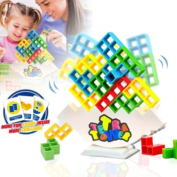 Детски пъзели Tetris, забавни игри на играчки, детска игра с баланса, люлка и полагане на музикални блокове високо штабелем