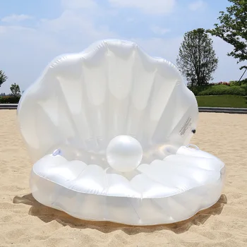 Надуваем басейн във формата на миди с перлата на топката, плаващ стол за басейна на Jquery за лятна плажна парти край басейна за възрастни