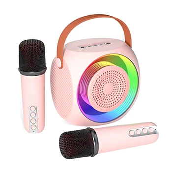 Портативна Bluetooth-караоке-колона с 2 микрофона, подходяща за подарък за рожден Ден, домашни партита
