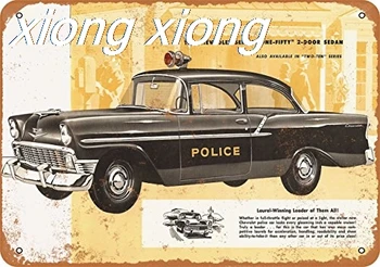 Метален знак - Полицейски коли Chevy 1956 година на издаване - Ретро вид