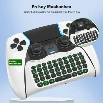 Безжичен контролер на клавиатурата за PS5 Mini Chat Pad, детска клавиатура за съобщения, клавиатура с вграден високоговорител с аудиоразъемом на клавиатурата, за да чат