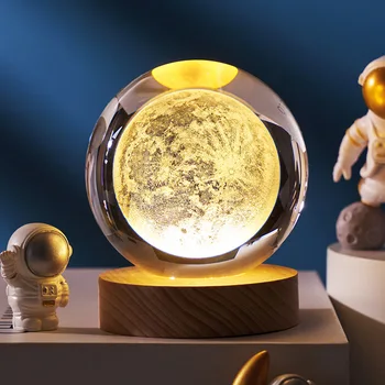 Глобус Слънчевата система Galaxy K9 Кристална топка с 3D лазерно гравиран, Астрономически топка с планетите, Фантастичен стил начало декор, Space модел за подарък