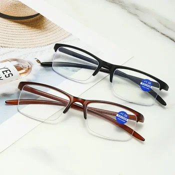 2023 Сини леки очила за четене, Новите модни полукадровые ультралегкие очила за старческо за мъже и жени