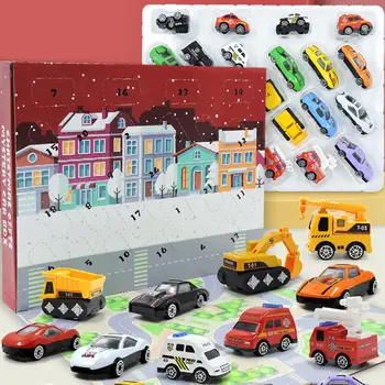 Коледен Адвент-календар за деца, календар за обратно броене 24 на ден с комплекти, играчки за строителни машини, Коледни подаръци X2E7