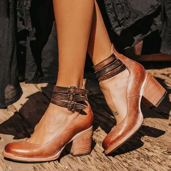 Хит на продажбите, в чужбина новост 2024 г., женски единични обувки с дебел ток с цип, високи токчета, квадратни токчета и плитък закопчалката-обтегач