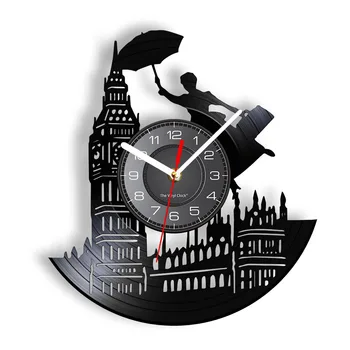 Полет за Англия Старинни Стенни часовници Дама с Чадър и портфейл от Сградата на парламента на обединеното кралство Светещи Стенни часовници Произведение на изкуството
