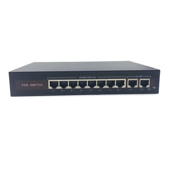 Switch POE 48V с Ethernet порт 8 10/100 Mbps IEEE 802.3 af/at Идеален за IP камери/безжична точка за достъп/система за видеонаблюдение Ethernet