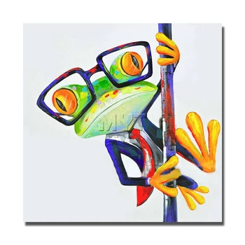 Боядисване с една жаба върху платно, висококачествена картина с маслени бои върху платно, картини, модерна обстановка, стенно изкуство, картини за вашия интериор дневна