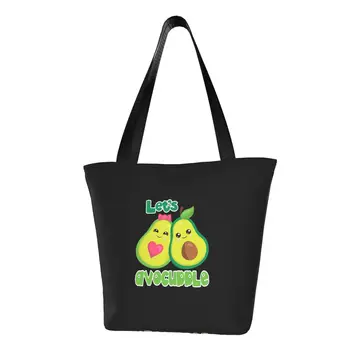 Рециклиране на мультяшного Авокадо, Подарък чанта за двойки, дамски холщовая чанта-тоут на рамото, здрави торбички за пазаруване, нека Авокадо