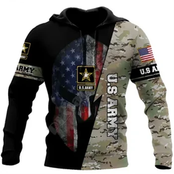 2023 Нов военен костюм ветеран, камуфляжный есенен пуловер, модерен спортен костюм с 3D принтом, мъжки/дамски ежедневни блузи големи размери