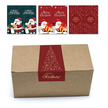 50шт правоъгълни етикети Дядо Коледа весела Коледа за опаковане на подаръци, етикети за малкия бизнес, 9 * 3 см, Етикети за опаковане на офис консумативи