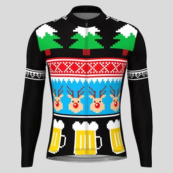 Коледен Грозен пуловер с Бирена Елен, Мъжка Велосипедна Фланелка, Блузи с дълги ръкави, Велосипедна МТБ Риза за скоростно спускане, Спортни облекла за автомобилния велосипеди
