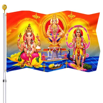 Флаг на Шива Парвати Ганеша Индийското Изкуство Фигура на Хиндуисткия Бог С Двойно Фърмуер Религиозни Знамена Полиестер с Медни Люверсами Начало Декор
