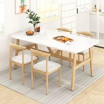 Маса и стол За малък апартамент, съчетание от модерен минималистичного ресторанта, маса за Хранене в скандинавските Америка, Правоъгълна маса за хранене