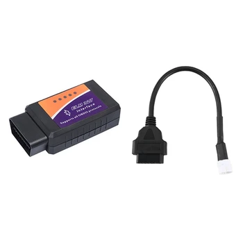 Мини-скенер Obd2 Bluetooth-1 бр Черно 3-пинов кабел OBD2