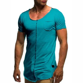 A2667 Однотонная мъжка тениска с къс ръкав, ежедневни летни тениски, мъжки тениски за фитнес