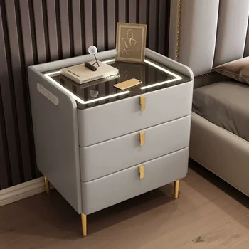 Скандинавските Нощни шкафчета богат на функции за Безжична зареждане за съхранение на Нощно шкафче за спалня Дървен правоъгълник Penteadeira Home Decor