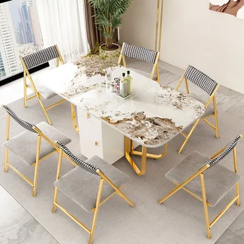 Дизайн, Водоустойчив, маса за Хранене, Модерен Разтегателен, маса за хранене със скандинавски минималистичном стил, Сгъваема маса за хранене, маса за хол, Кухненски мебели за хранилки