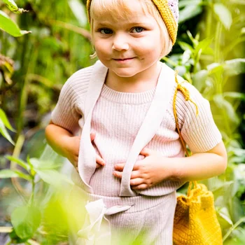 Bebe Магазин Bebe се Съхранява на Място UK Knit Planet 2023 ss Пролетно-Летен Детски Топ от памук С Къс ръкав, спортни Панталони, Комплект