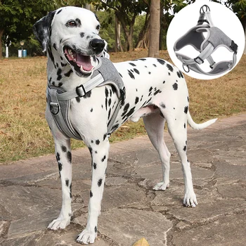 Отразяваща жилетка за по-големи кучета Далмация Лабрадор Регулируема Мека шлейка за домашни любимци, за кучета средни Талисмани Аксесоари