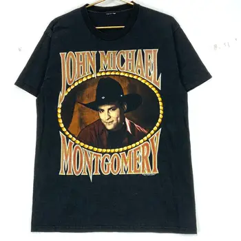 Реколта тениска Джон Майкъл Монтгомъри 1994 г., Размерът на Средната, Черна тениска в стил кънтри