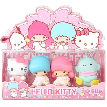 Sanrio 12шт Сладък Гумичка Kawaii Hello Kitty Подвижен Монтаж Подарък Кутия за Изтривалка Студентски Празник Награди Малки Подаръци на Едро