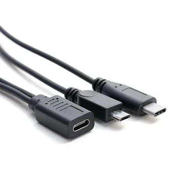 Кабел-адаптер за разширяване на зарядното устройство C-type за пренос на данни, USB 3.1 / Micro USB 1 жена към Micro USB C-type мъжки