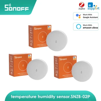 Интелигентен сензор за температура и влажност на въздуха Sonoff Zigbee SNZB-02P е Съвместимо с приложението Ewelink Zbbridge Алекса Google Home Smartthings