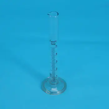 стъклена градуированный цилиндър с обем от 5 мл височина 110 mm с накрайник, изделия от стъкло, Учебна лаборатория