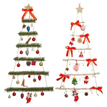 Коледната елха на стената с подсветка на Коледно дърво със собствените си ръце Изкуствен Фалшив Орнамент за Украса на стената Коледно дърво за дневна