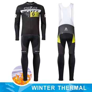 Панталони SCOTT Cycling Man, мъжка риза с дълъг ръкав, комплект от топлинни бельо 2023, комплект зимни професионална униформи от джърси