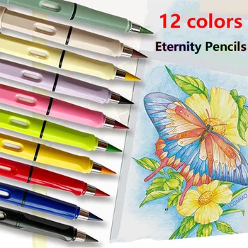 12 Цветни Моливи Eternity Набор от Стираемых Цветни Моливи Infinity Crayon Art за Студенти Принадлежности за Рисуване на Ученически Канцеларски материали