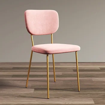 Метални Розови Столове за всекидневна, Velvet Преносим Луксозен Модерен стол за хранене, Златна Салон Cadeira Gamer Мебели за дома MQ50KT