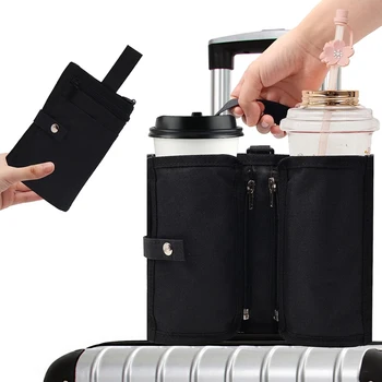 Държач за пътни чаши за багаж Здрав Ръчен Пътнически багаж, Чанта за напитки Титуляр за пътни чаши Чанта за съхранение, Подходящи за всички дръжки на куфара