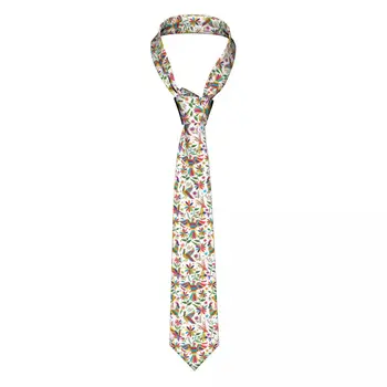 Мексикански мъжка вратовръзка от ръчно изработени Otomi, обичай Копринена вратовръзка с животинска шарка на цветя за офис