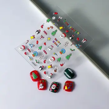 Освобождаване 5D Щампована стикер за нокти Снежинки Сладък Маникюр декорация за нокти Мультяшные самозалепващи етикети за Коледен маникюр