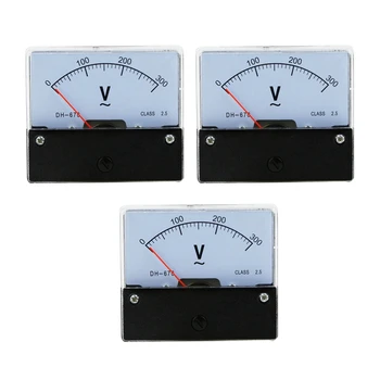 3X Правоъгълен измерител на аналогово напрежение ac 0-300 В, панелен волтметър DH670