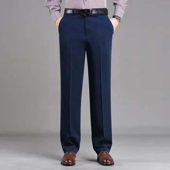 Размер 29-44 Пролет Есен Мъжки бизнес облекло, костюмные панталони, мъжки ежедневни Класически широки панталони, Офис Официални Дълги панталони, 6 цвята