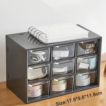 9 чекмеджета Организатор за гардероба за съхранение на Настолен органайзер с 9 Мини-прозрачни шкафчета-чекмеджета за съхраняване на бижута и козметика на масата
